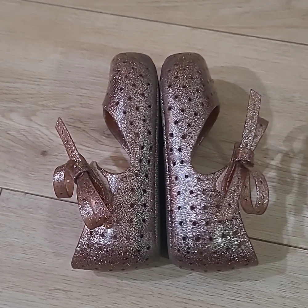 Mini Melissa Glittery Brown Kids Shoes Size 9